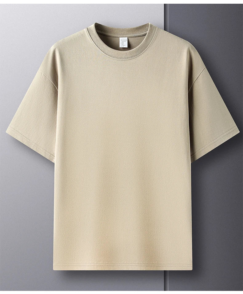 Men’s 100% Pure Cotton Summer T-Shirt – High-End Breathable Round Neck Short Sleeve Tee