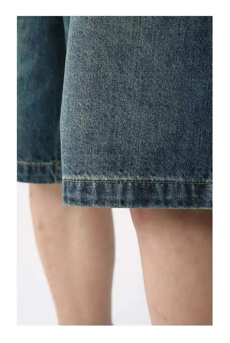 Summer Denim Shorts – Retro Washed Loose Fit Korean Streetwear for Men