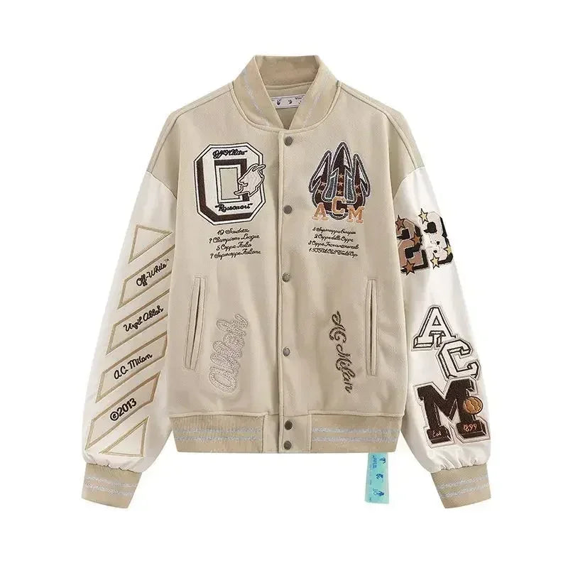 Y2K High Street Off-White Baseball Jacket