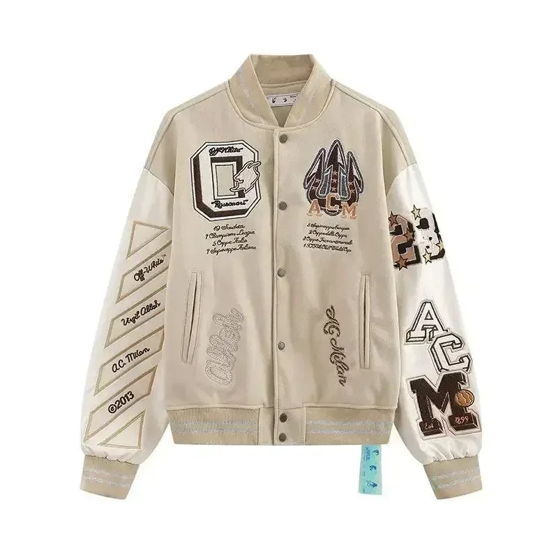 Y2K High Street Off-White Baseball Jacket