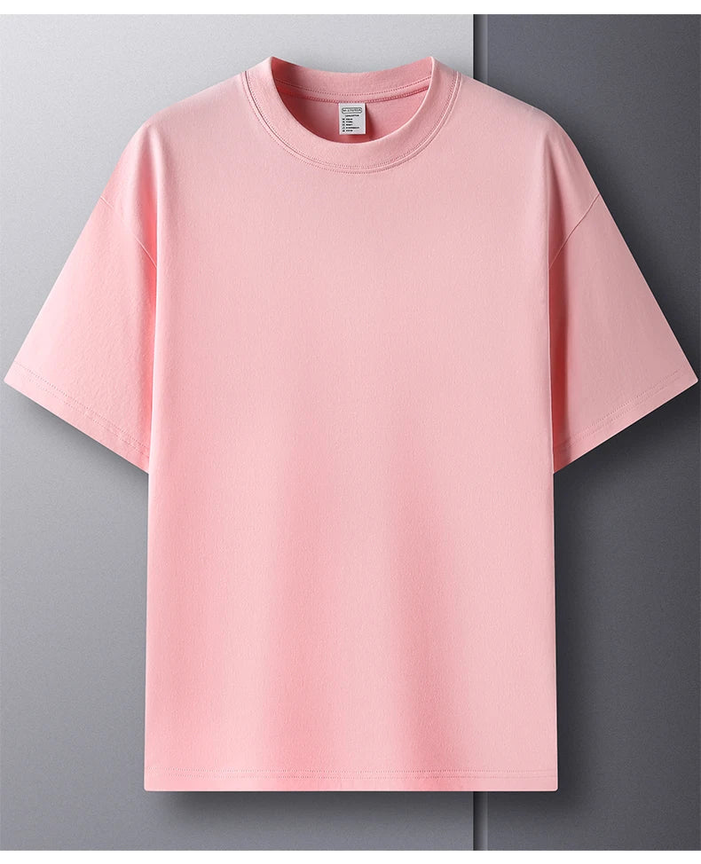 Men’s 100% Pure Cotton Summer T-Shirt – High-End Breathable Round Neck Short Sleeve Tee