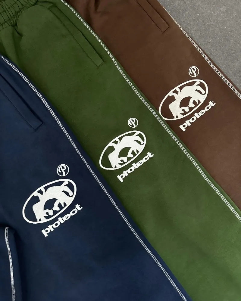 Streetwear PROTECT Embroidered Sweatpants – Unisex Y2K Harajuku Hip-Hop Loose Fit Pants