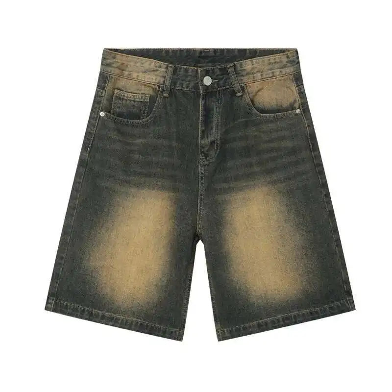 Summer Denim Shorts – Retro Washed Loose Fit Korean Streetwear for Men